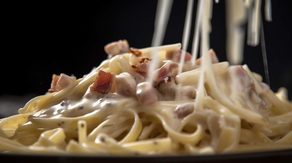 Bluewing a perfect food-photography of carbonara pasta perfectly generated with ai Stock Free