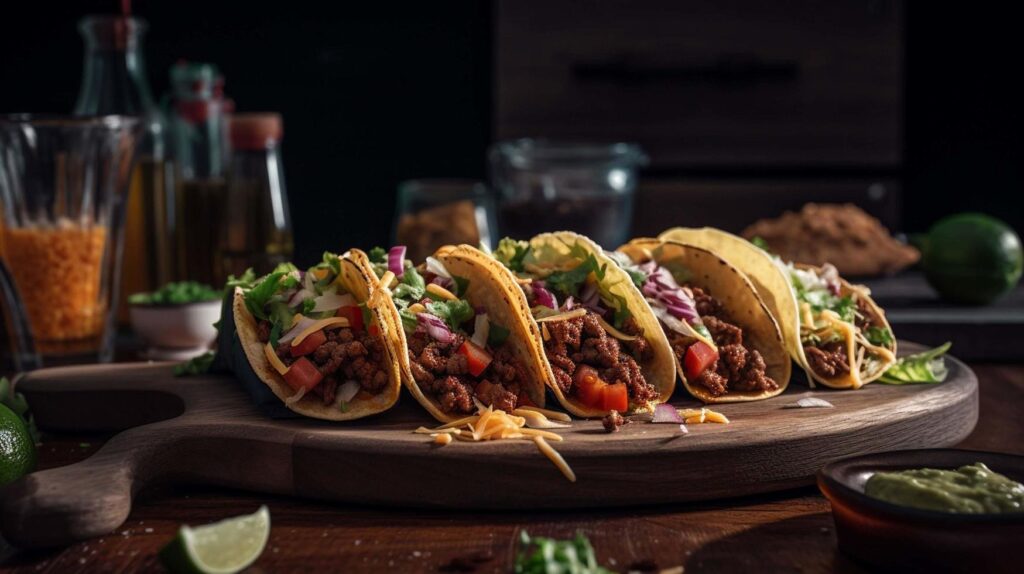 Bluewing perfect food photograph of Mexican tacos perfectly generated with ai Stock Free