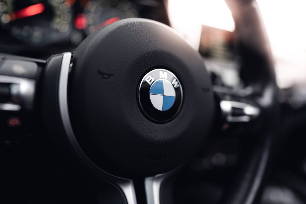 BMW Logo on The Steering Wheel Free Photo