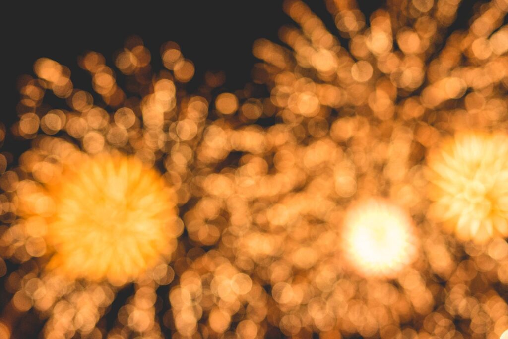 Bokeh Classy Golden Fireworks Lights Background #2 Free Photo