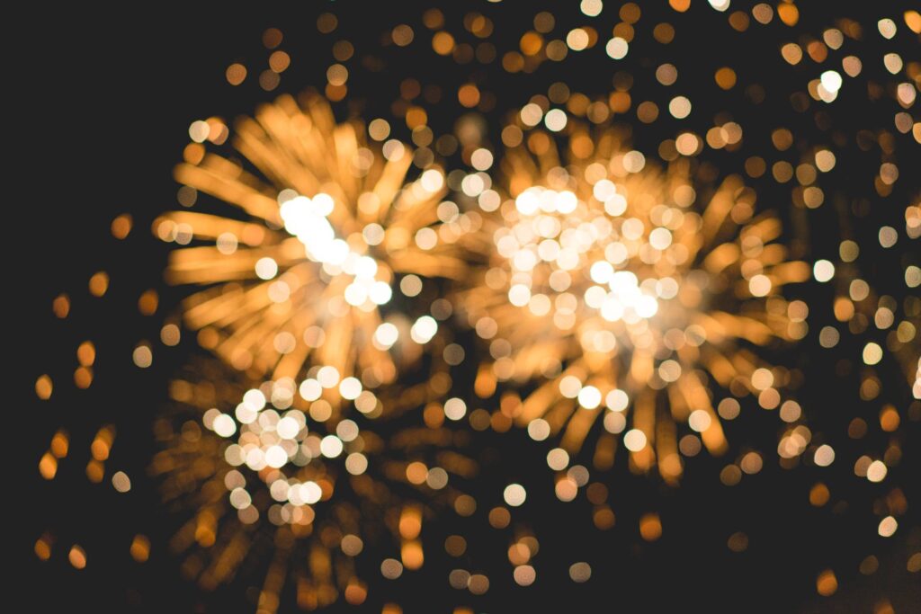 Bokeh Classy Golden Fireworks Lights Background Free Photo