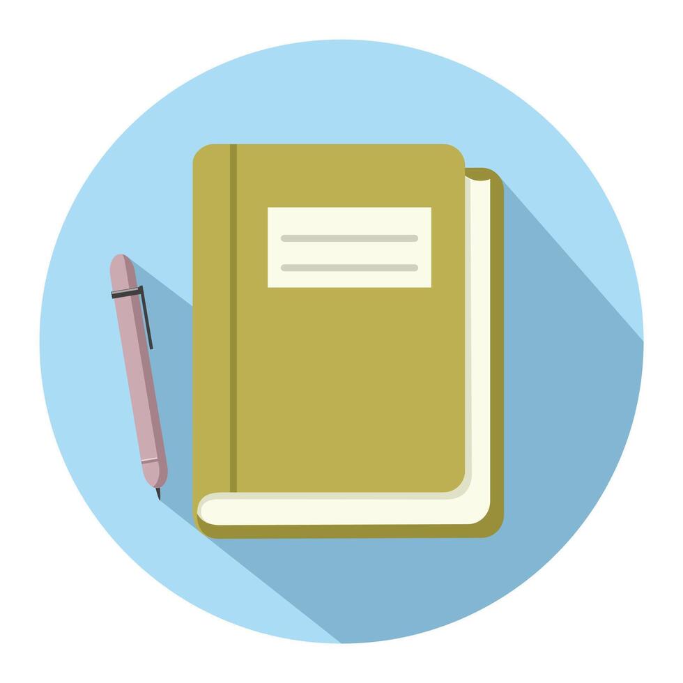 Book and pen flat icon style Stock Free