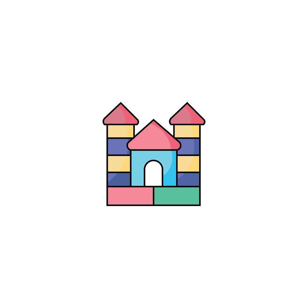 Bouncy castle toy house illustration, children toy house icon. Stock Free