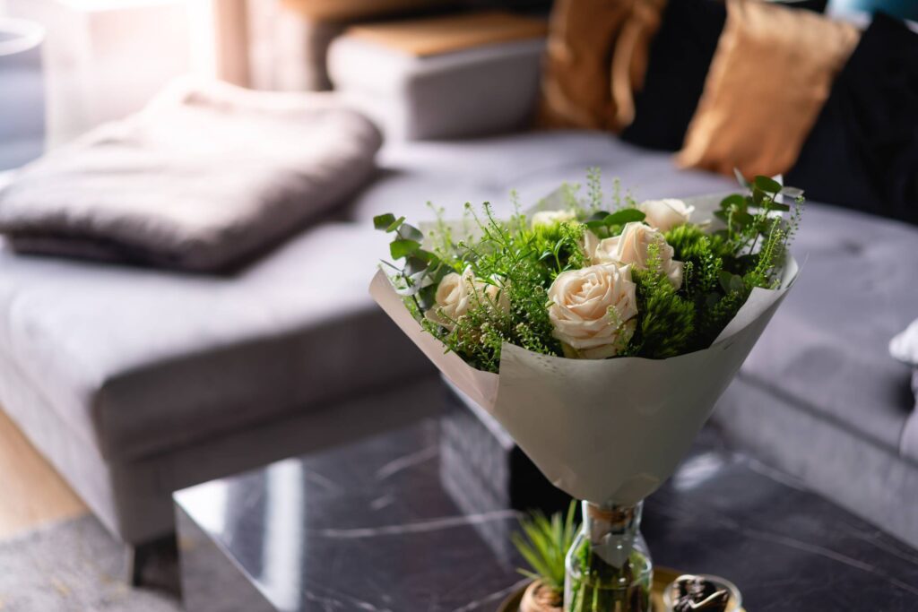 Bouquet of White Roses at Home International Women’s Day Free Photo