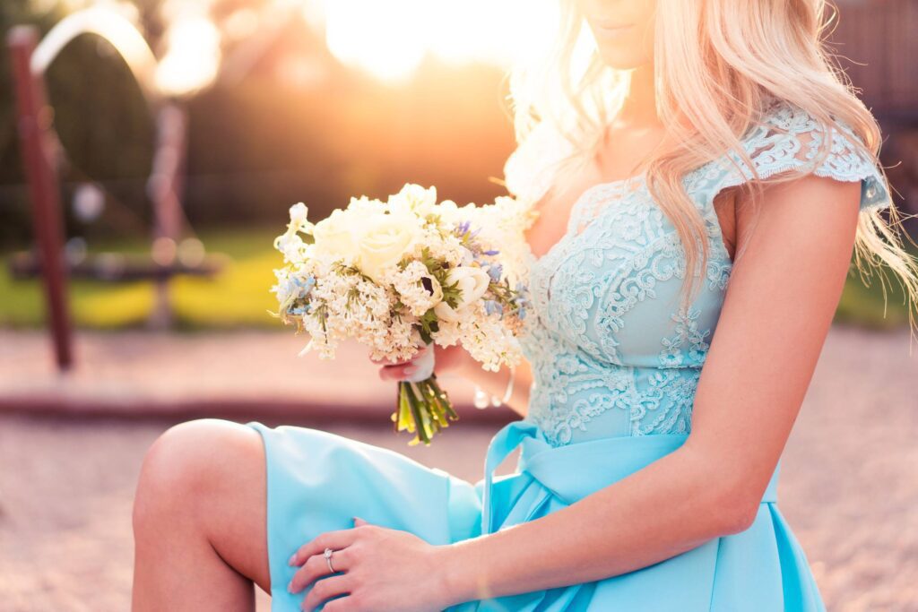 Bridesmaid in a Blue Dress Free Photo