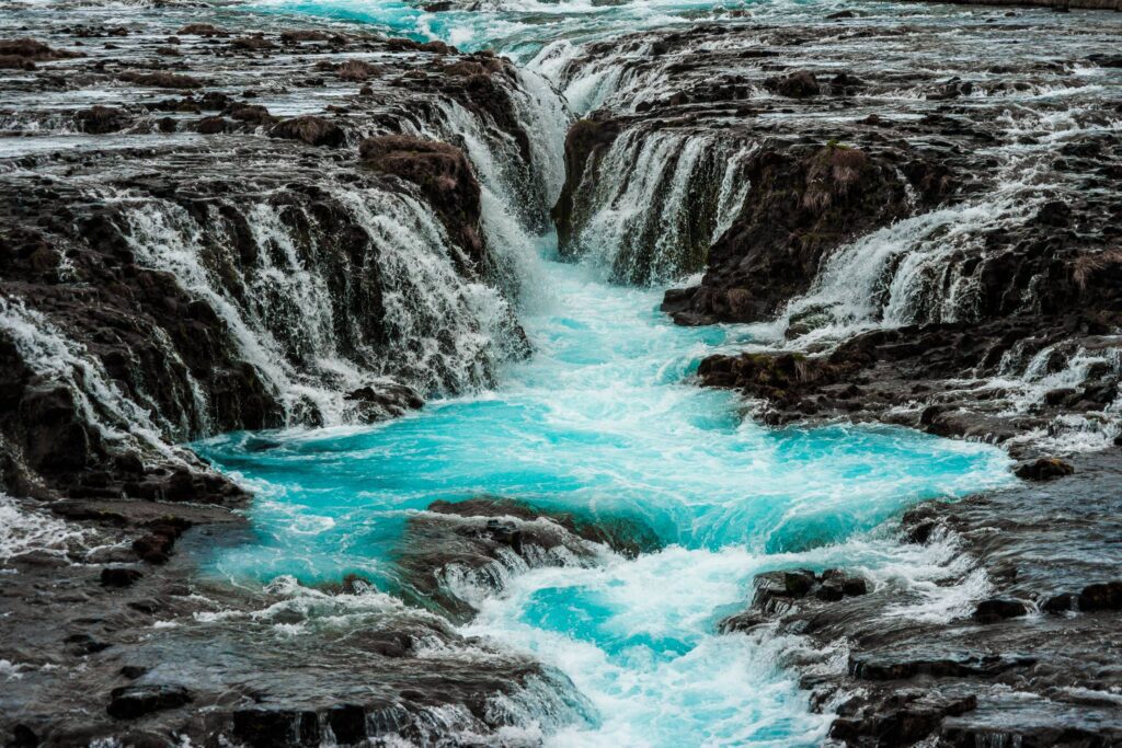 Bruarfoss Beautiful Blue Waterfall in Iceland Free Photo