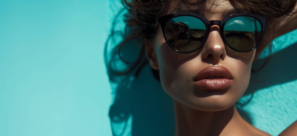 Brunette With Full Lips and Sunglasses Summer Vibes Stock Free