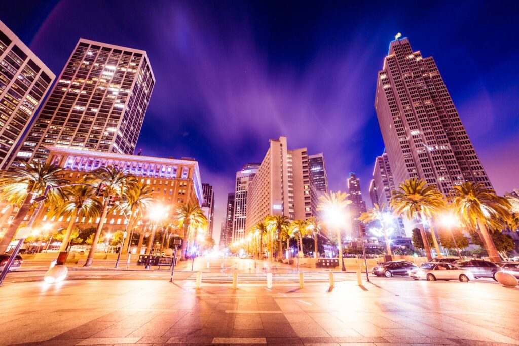 Buildings In Front of San Francisco Ferry Building At Night Free Photo