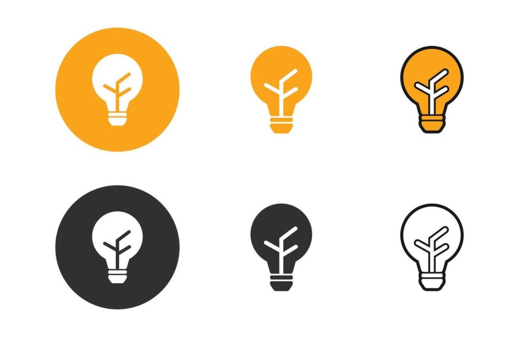 Bulb icons collection in different style flat illustration set Stock Free