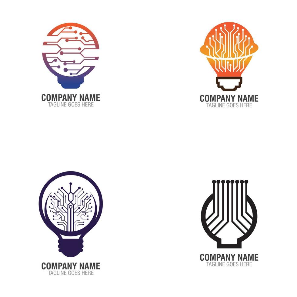 Bulb tech on Circuit logo design, Electric light Technology icon Stock Free and Free SVG