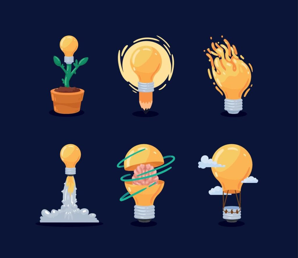 bulbs ideas six icons Stock Free