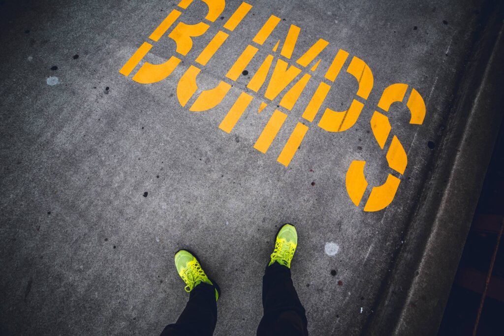 BUMPS Yellow Sidewalk Road Marking Free Photo