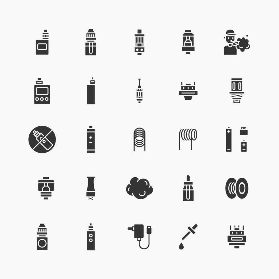 Bundle of vape logo flat line icons collection. for shop simple design vector Stock Free