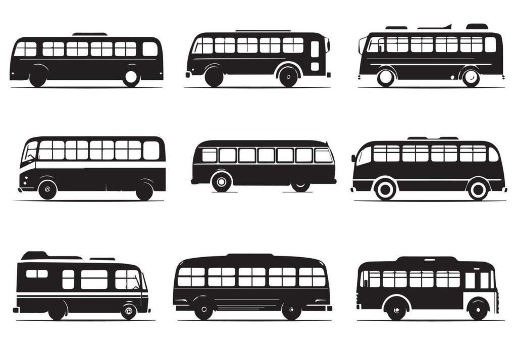 Bus icons set on white background Stock Free