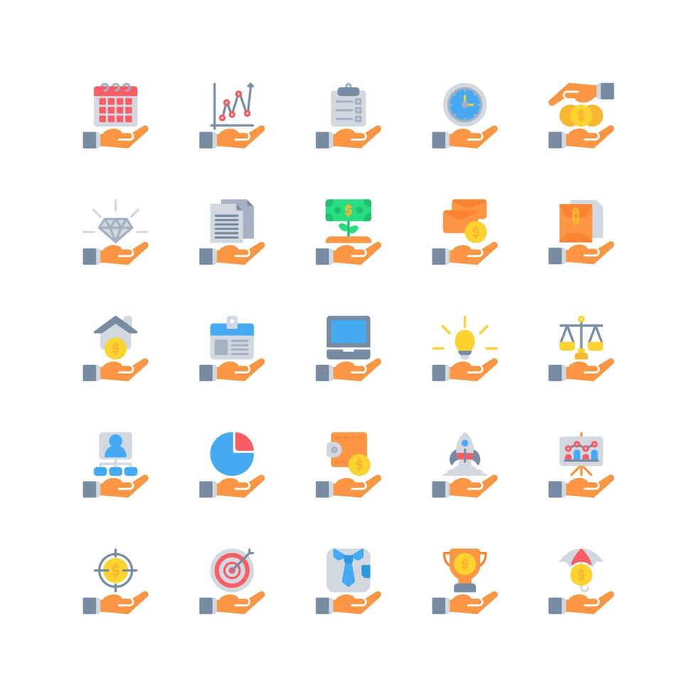 business and finance icon set. flat color icon collection. Containing icons. Stock Free