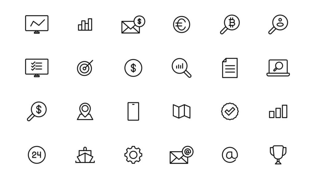 Business and Finance line icons set. Businessman outline icons collection. Money, investment, teamwork, meeting, partnership, meeting, work success.Outline icon . Stock Free