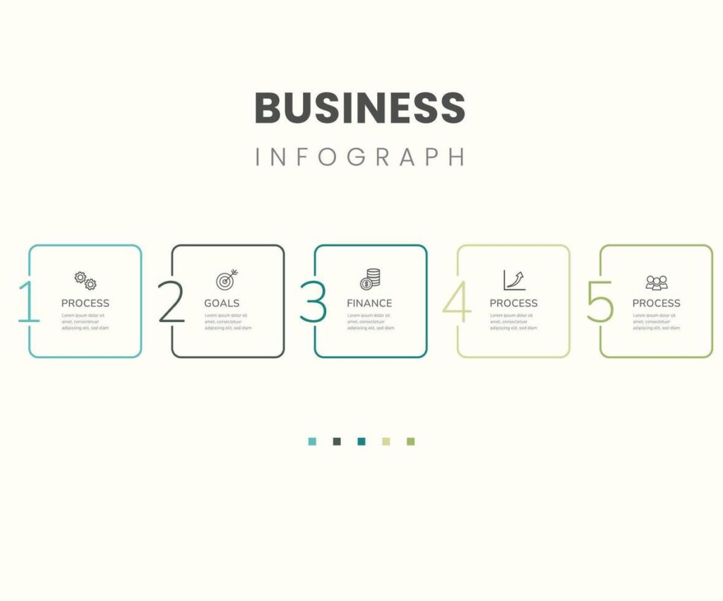 Business Infographic free template. Thin line design with icons and 5 options or steps. Stock Free