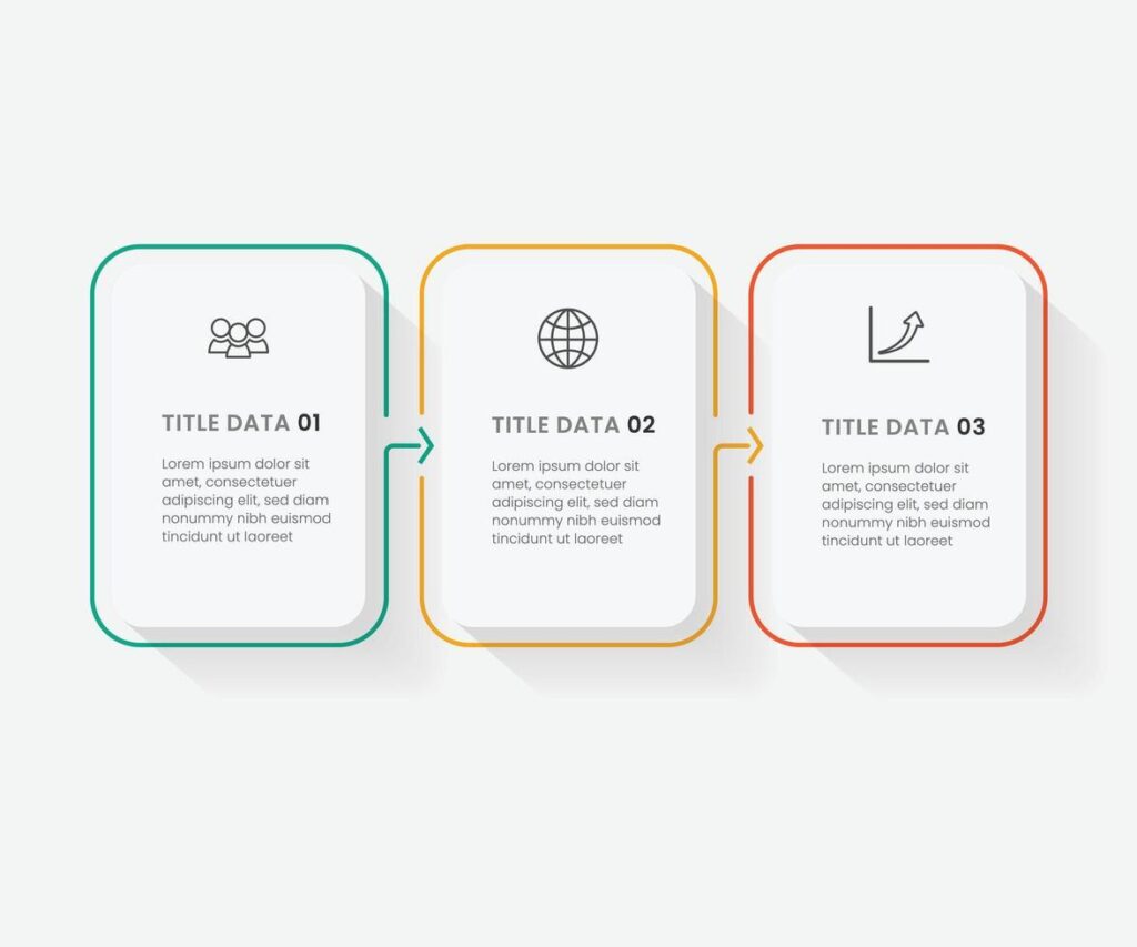 Business infographic thin line process with square template design with icons and 3 options or steps free illustration. Stock Free