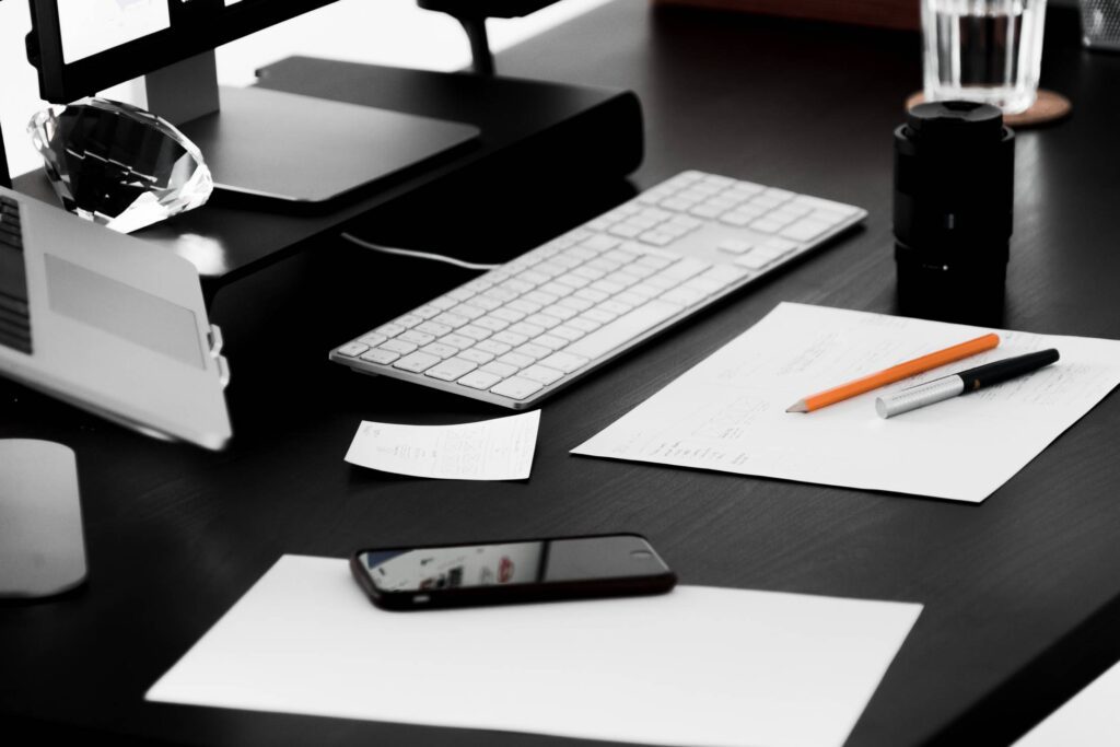 Busy Designer Minimalist Workplace Desk Free Photo