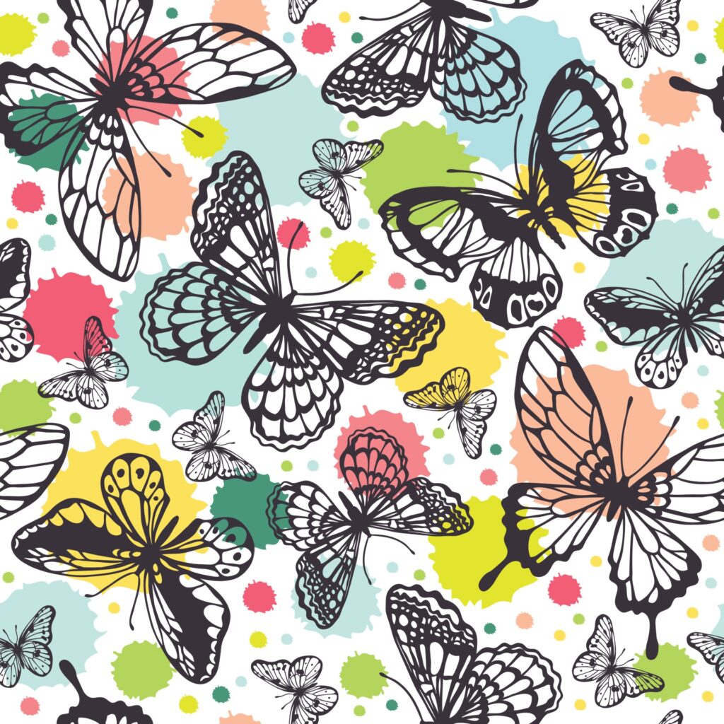 Vector butterflies pattern. Abstract seamless background. Free Vector