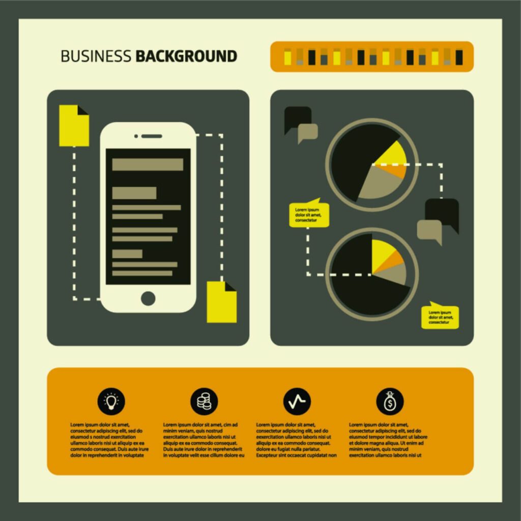 Set of business working elements for digital marketing