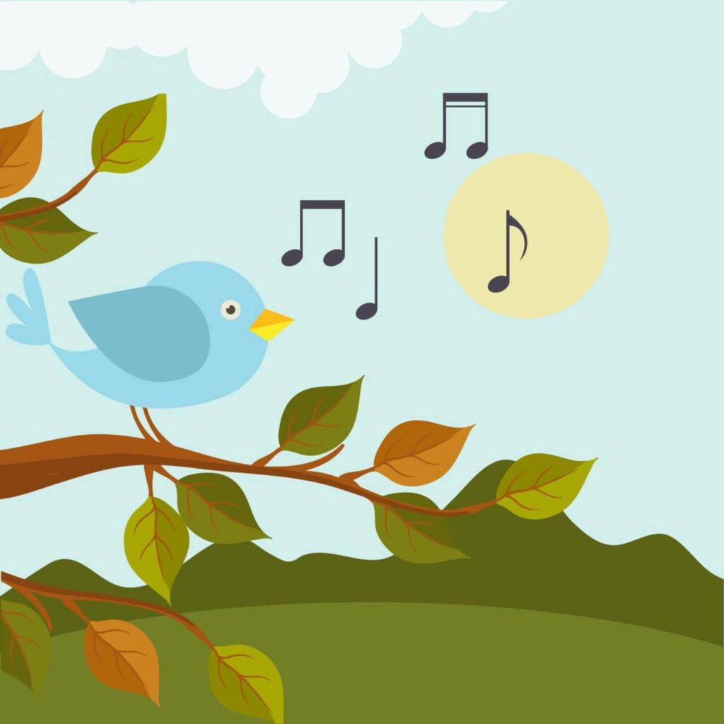 Music illustration with bird