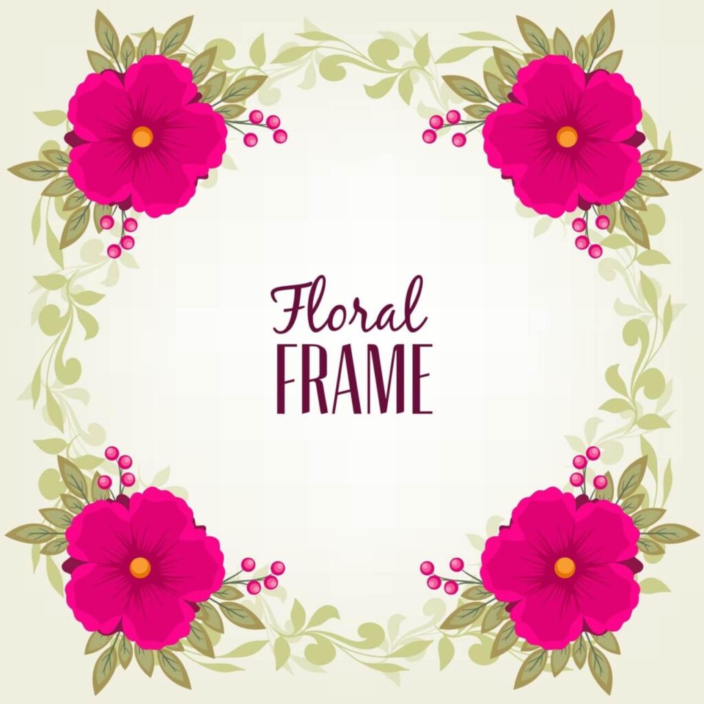 Vintage frame with flower and leaves