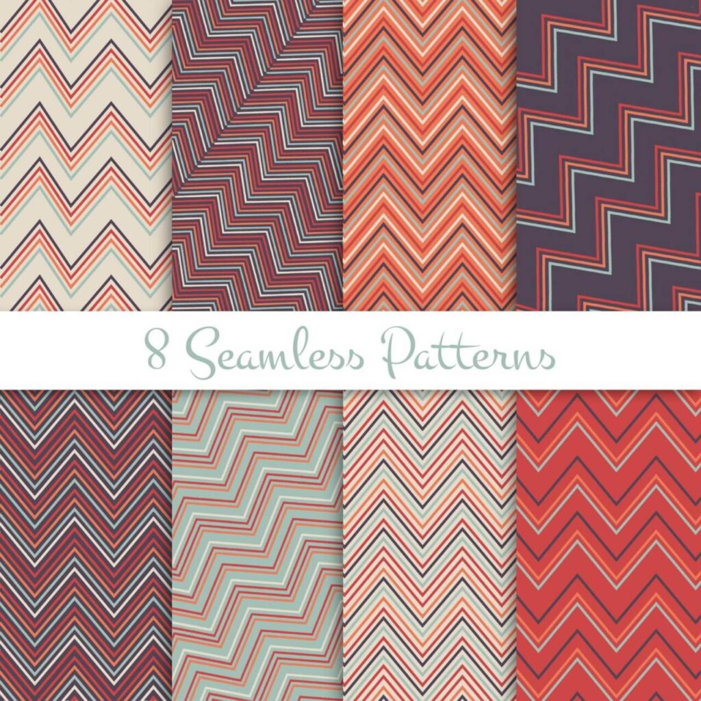 Retro seamless zig zag patterns set