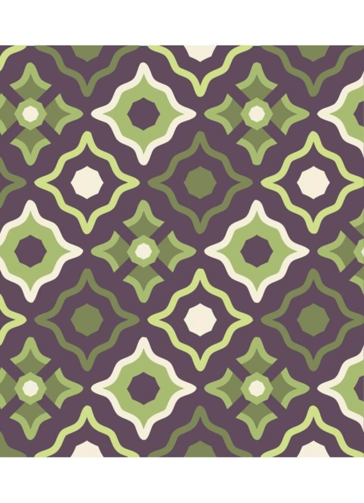 Vintage Purple Green and Cream Pattern