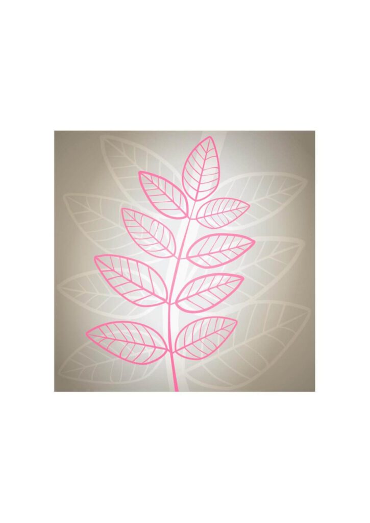 Vector illustration Pink leaves on gray background