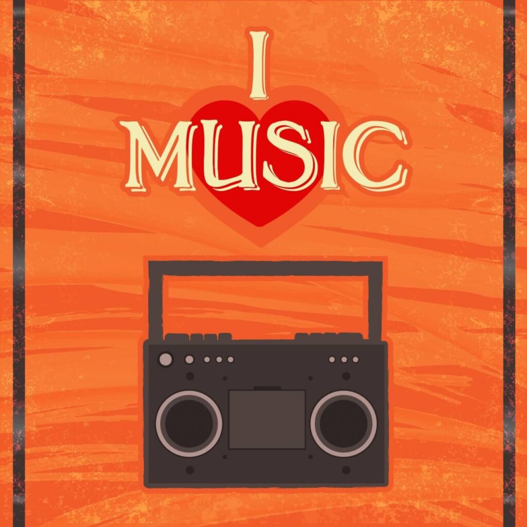 Music illustration with radion and typography