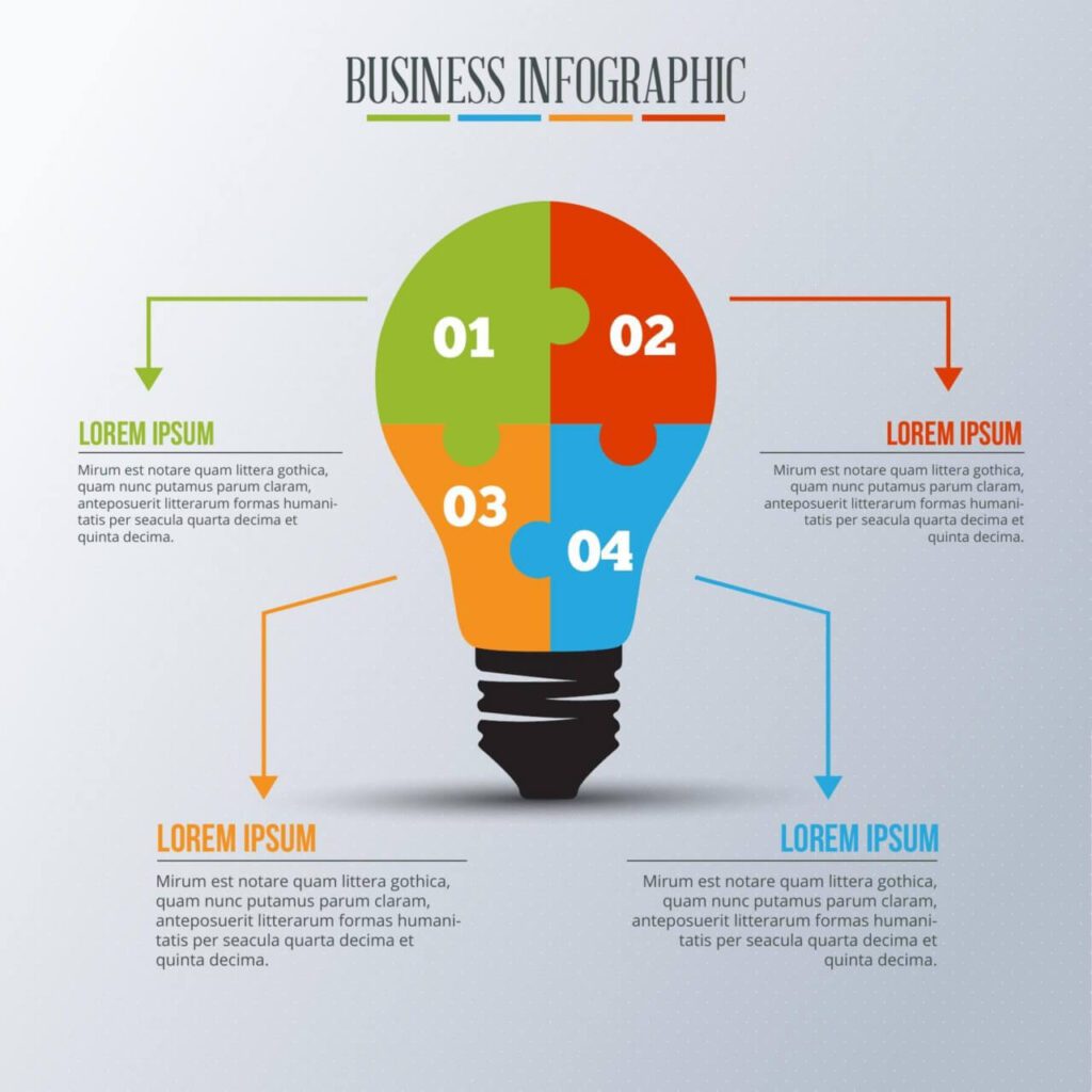 Infographic template with light bulb puzzle