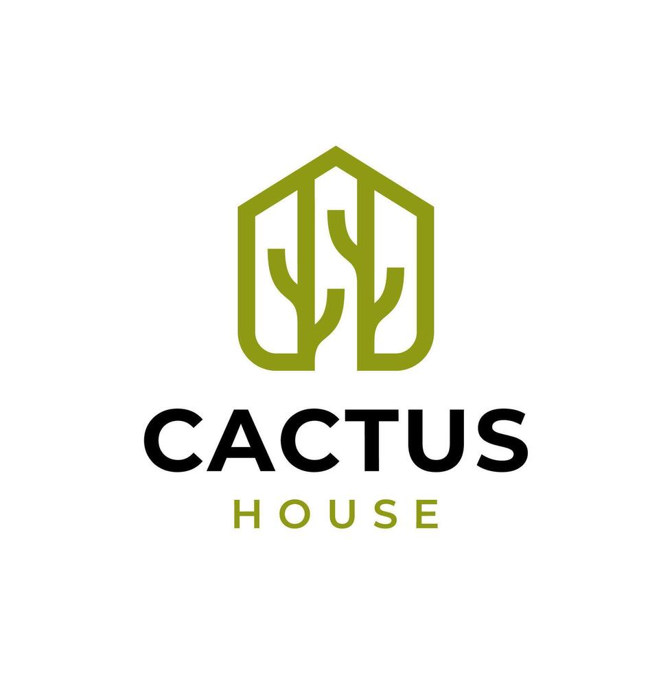 Cactus desert house icon logo template Stock Free