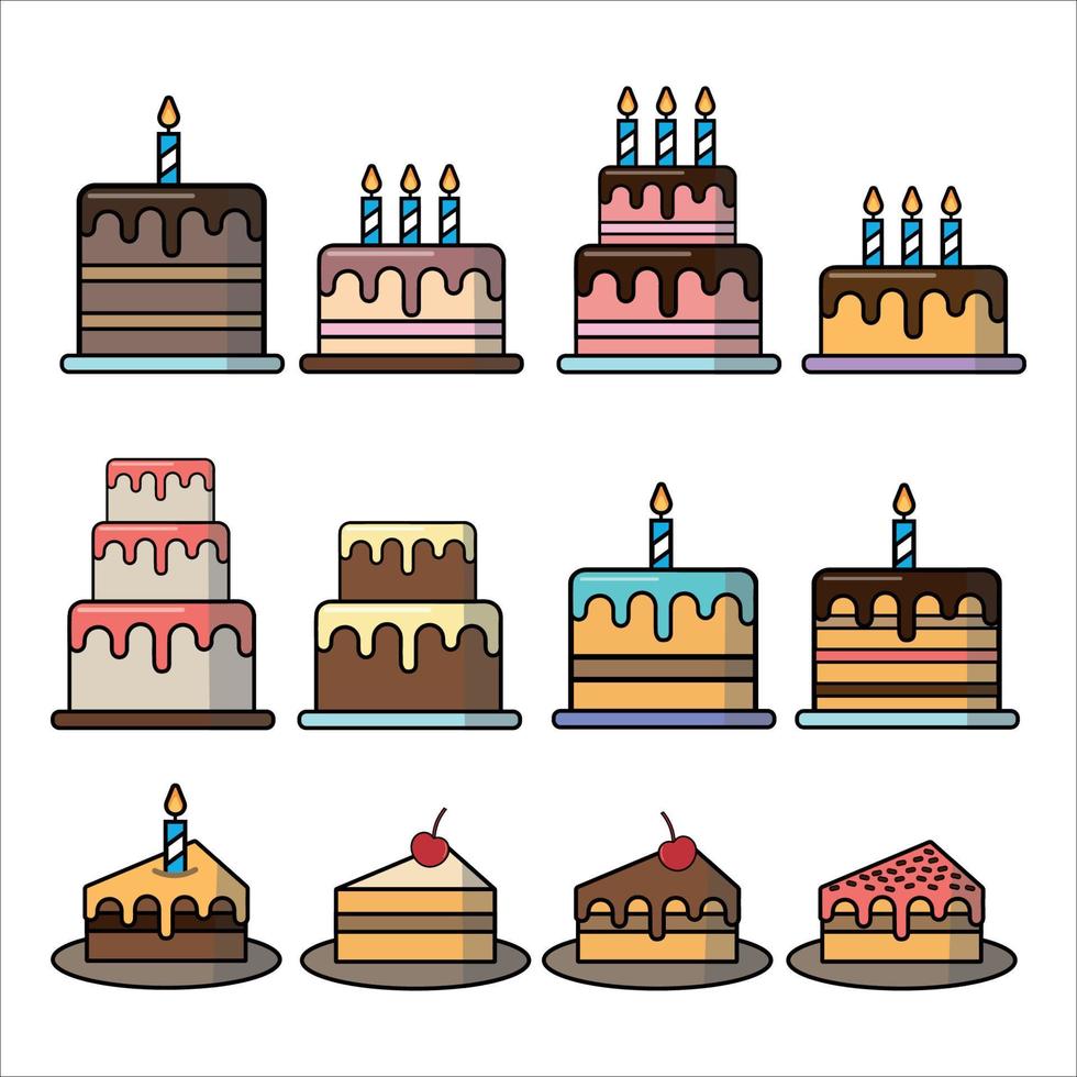 Cakes icons set Stock Free