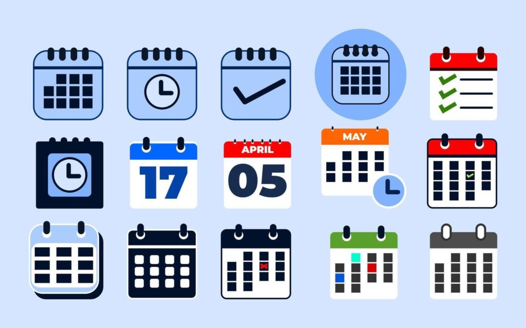 Calander icon set. set of 15 calendar icons. Stock Free