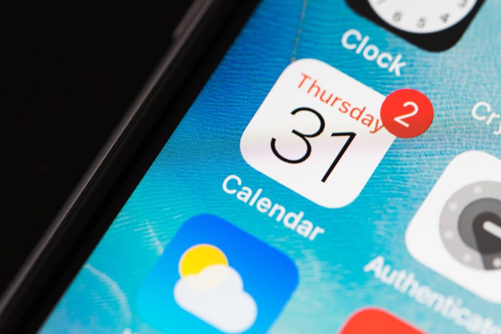 Calendar App Icon for Time Management Free Photo