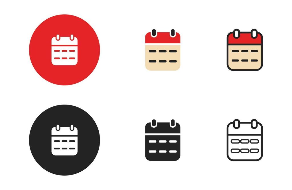 Calendar icons collection in different style flat illustration set Stock Free