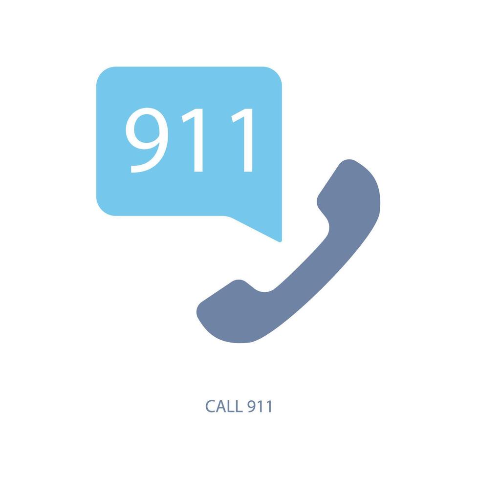 call 911 concept line icon. Simple element illustration. call 911 concept outline symbol design. Stock Free