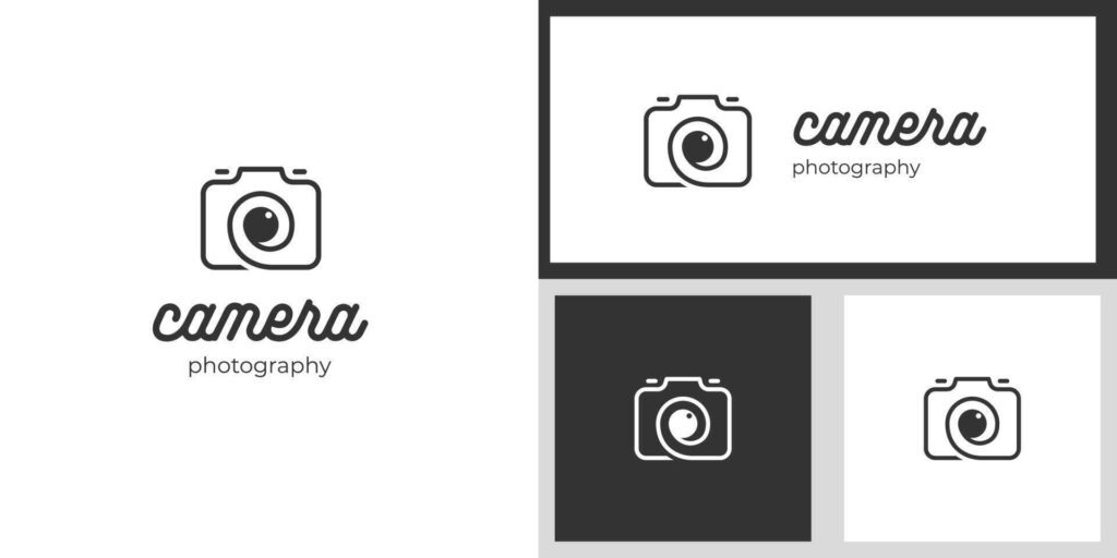 Camera Lens photography logo icon symbol for photo studio brand, photographer logo template Stock Free