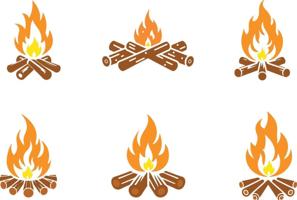 Campfire illustration icons set Stock Free