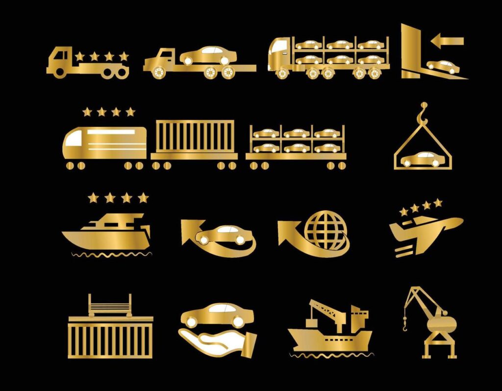 Car shipping delivery icons set Stock Free and Free SVG