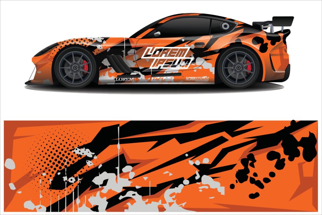 Car wrap graphic racing abstract background for wrap and vinyl sticker Free Vector