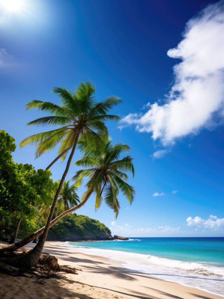 Caribbean Beach with Palms Stock Free