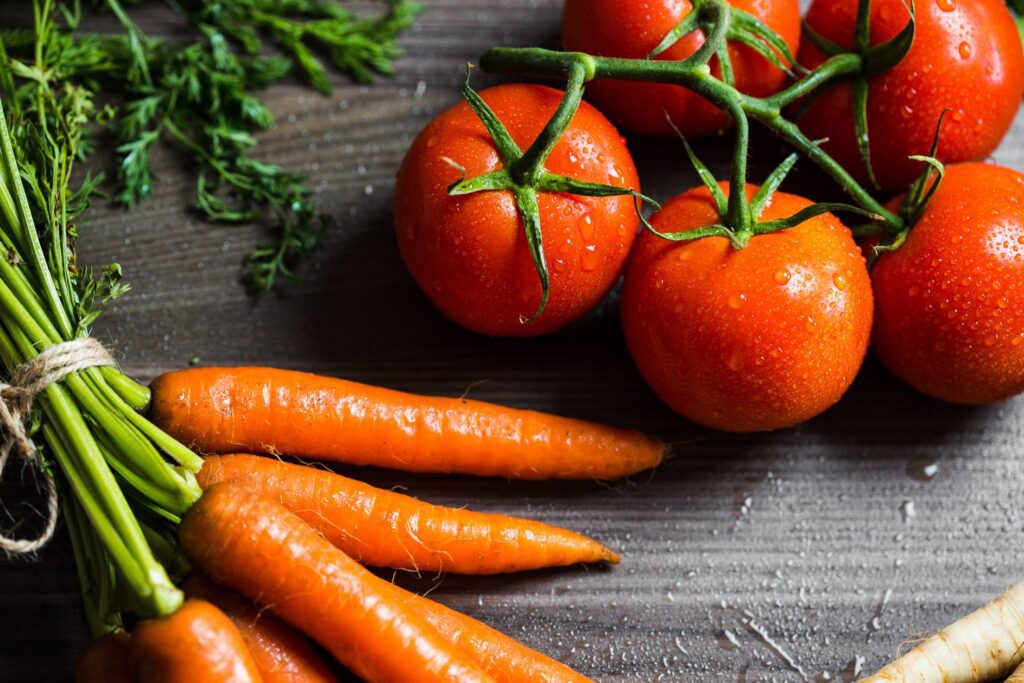 Carrots and Tomatoes Close Up Free Photo