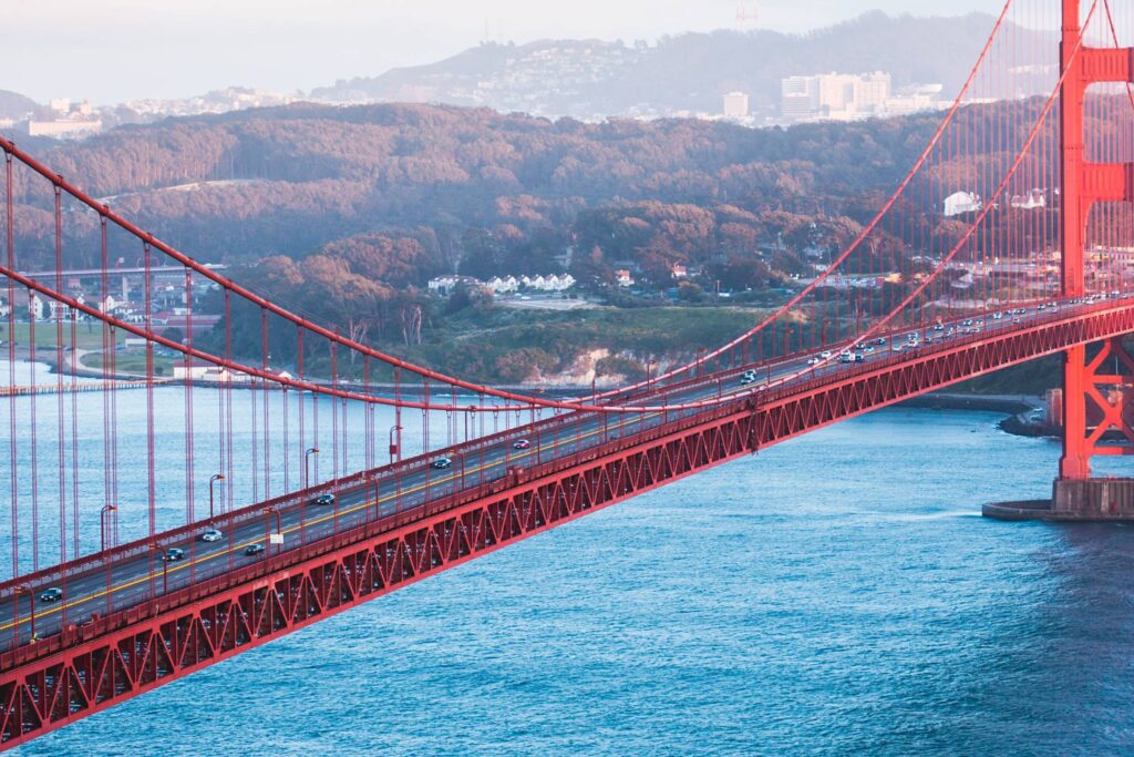 Cars on Golden Gate Bridge from Battery Spencer Viewpoint Free Photo