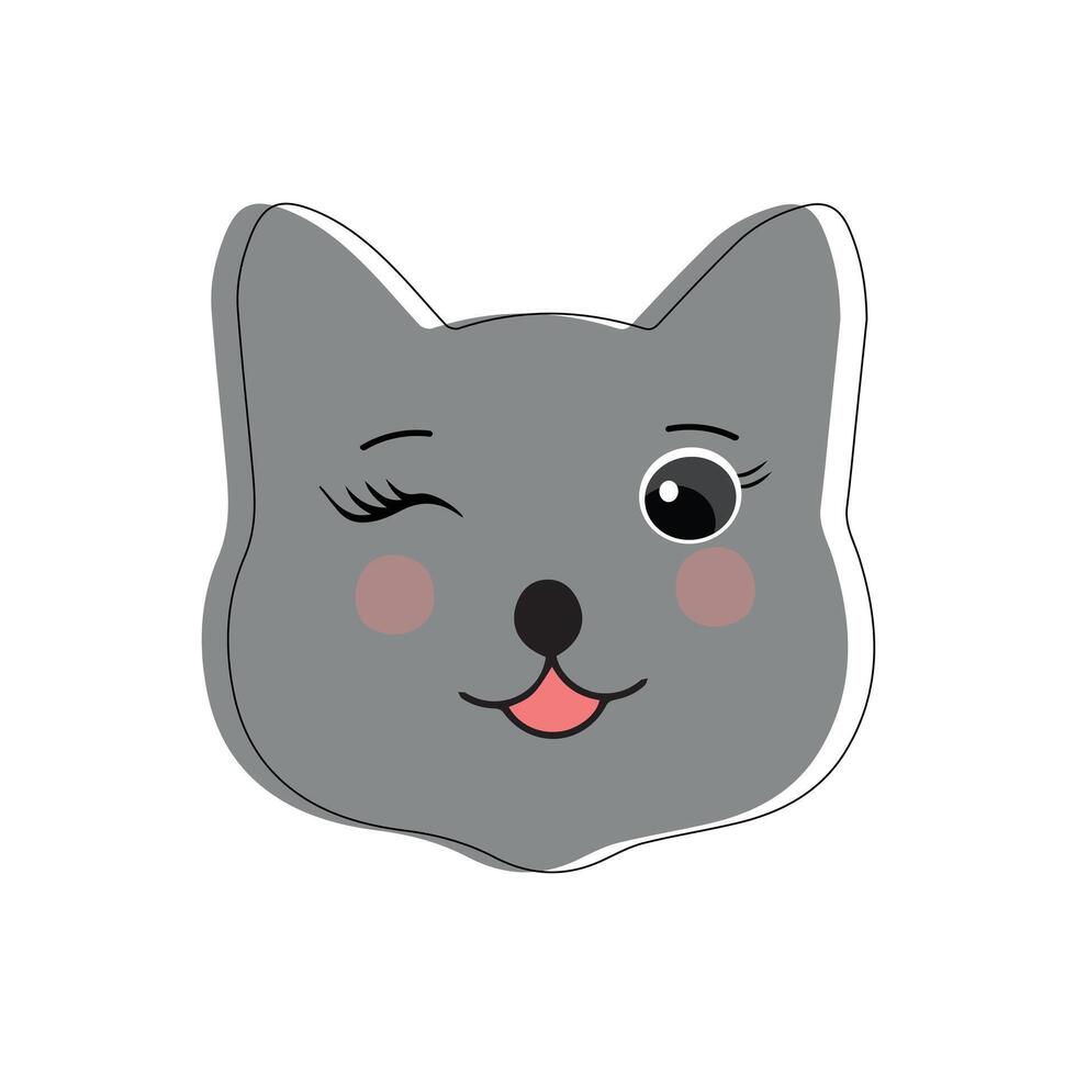 Cat pet head face icon, Vector illustration of funny cartoon cats, Cat face with various expressions and patterns vector illustration flat design. Eps 10 Stock Free