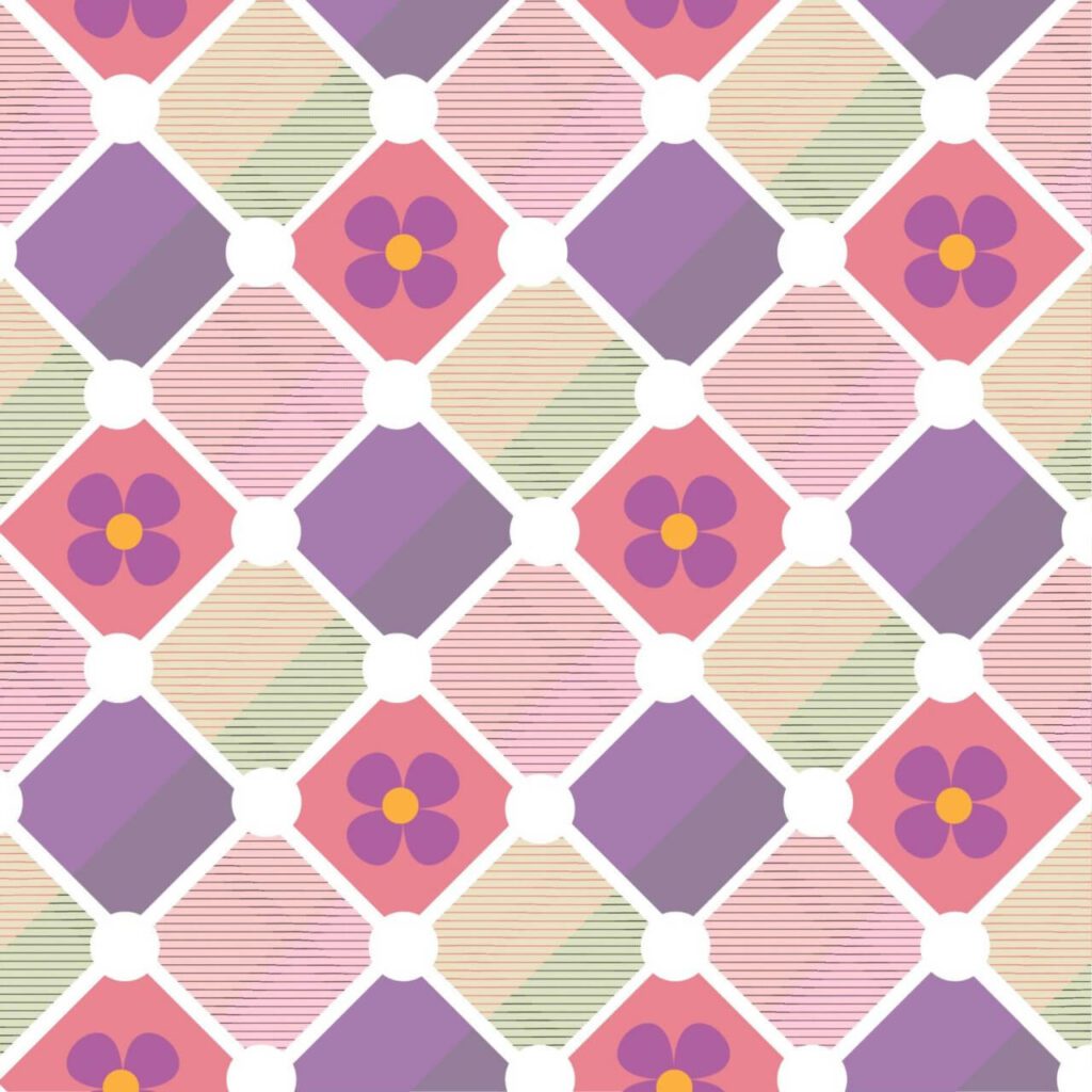 Plaid background with flowers