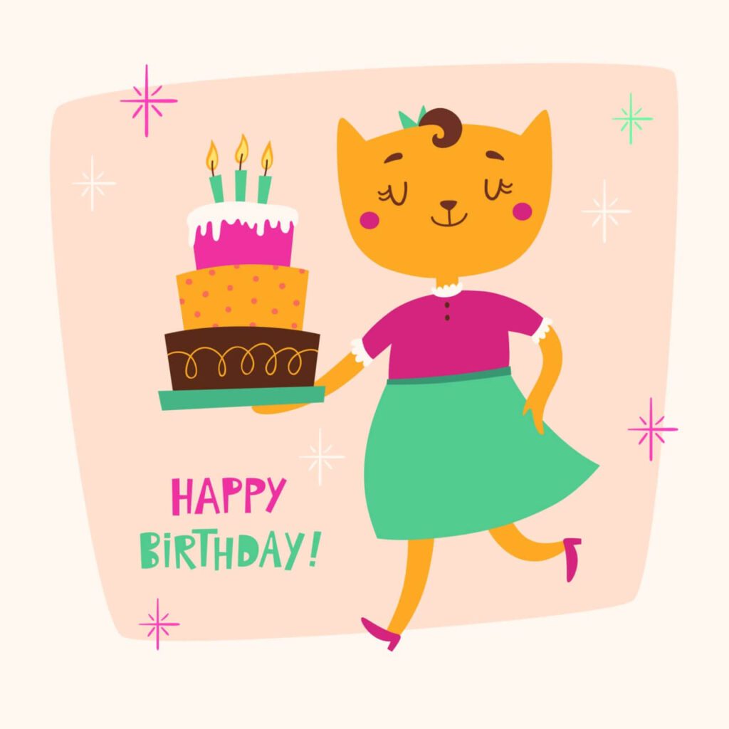 Happy Birthday card with cute cat