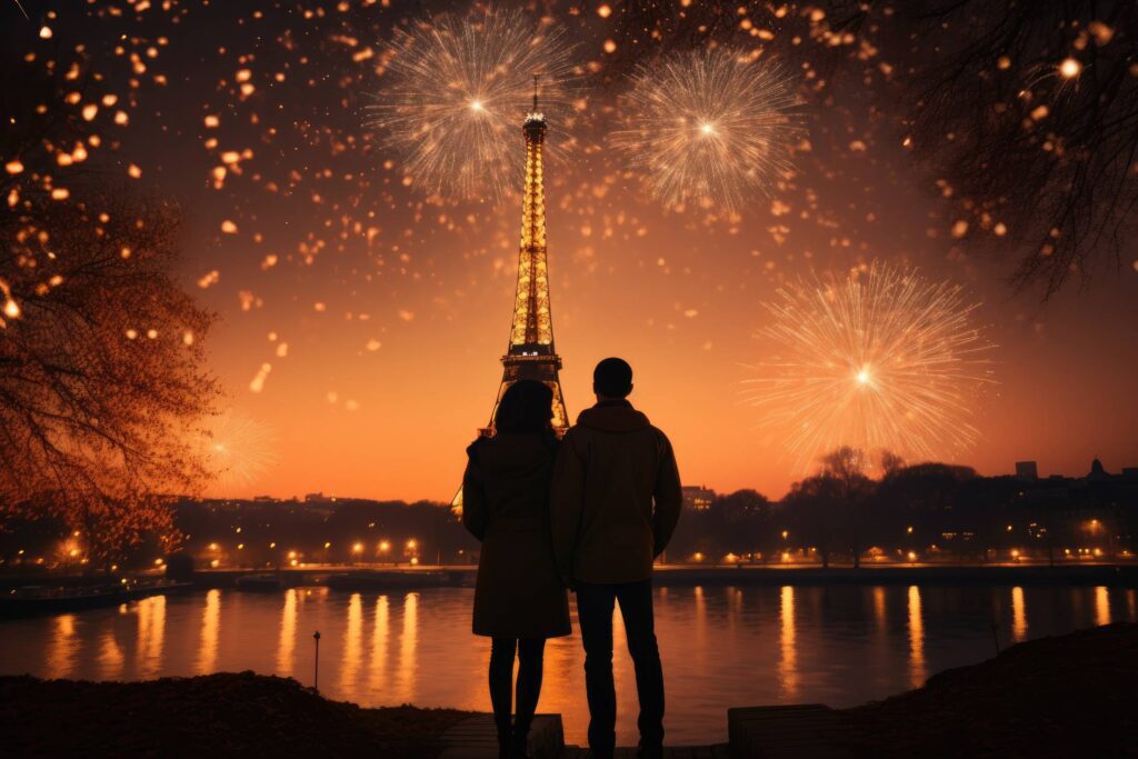 Celebrating New Years Eve in Paris, France Stock Free