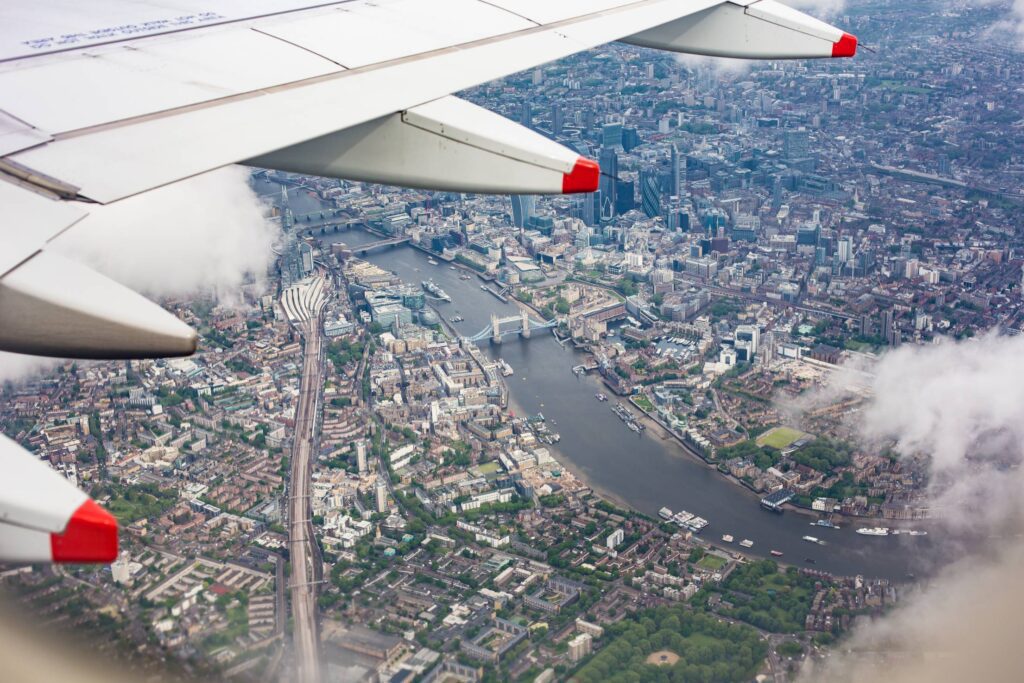 Center of London, UK from the Airplane Window Free Photo